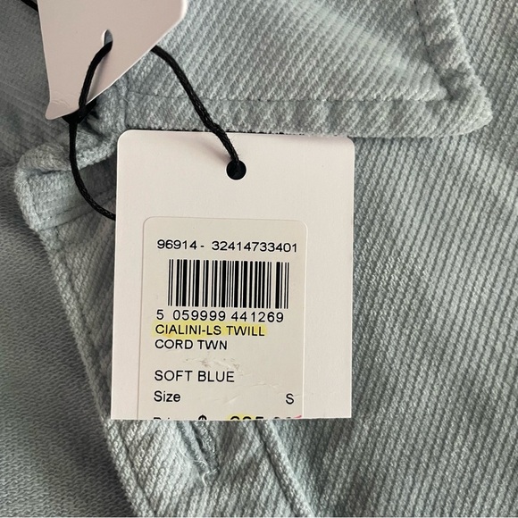 NEW REISS Blue Cialini Twill Cord Twin Pocket Overshirt Size Small 26802 - Picture 10 of 11